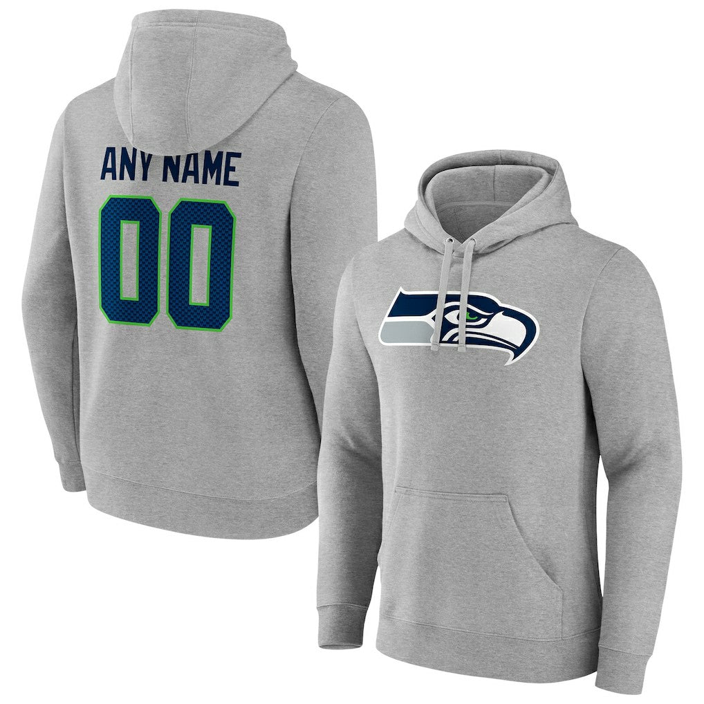 Seattle Seahawks Team Authentic Custom Pullover Hoodie Heathered Gray - NFL