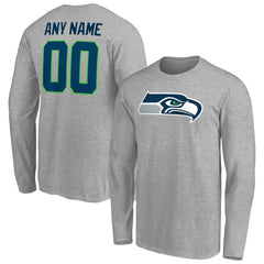 Seattle Seahawks Team Authentic Custom Long Sleeve T-Shirt Gray - NFL