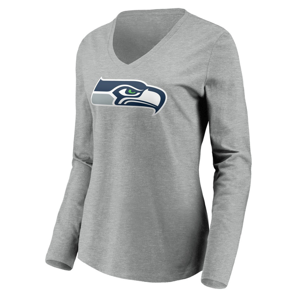 Seattle Seahawks Women's Team Authentic Custom Long Sleeve V-Neck T-Shirt Gray - NFL