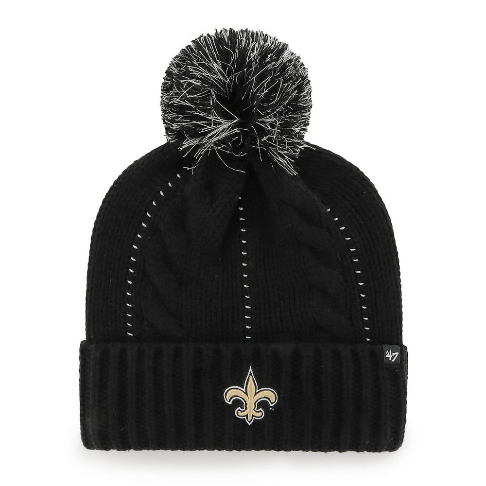 New Orleans Saints '47 Women's Bauble Cuffed Knit Hat with Pom Black - 47 brand