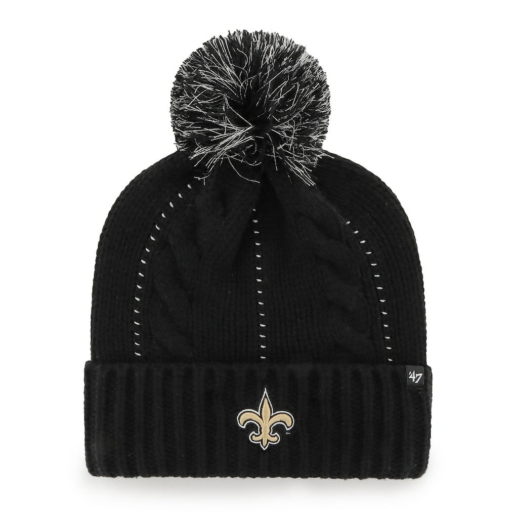 New Orleans Saints '47 Women's Bauble Cuffed Knit Hat with Pom Black - 47 brand