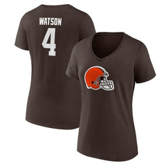 Deshaun Watson Cleveland Browns Women's Player Icon Name & Number V-Neck T-Shirt Brown - Fanatics