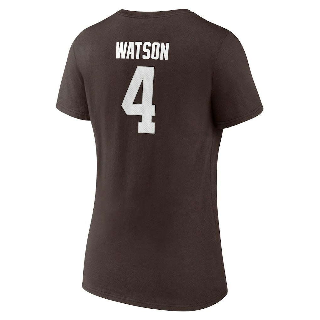 Deshaun Watson Cleveland Browns Women's Player Icon Name & Number V-Neck T-Shirt Brown - Fanatics