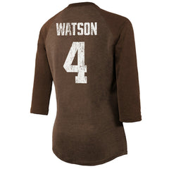 Deshaun Watson Cleveland Browns Majestic Threads Women's Name & Number Raglan 3/4 Sleeve T-Shirt Brown - NFL