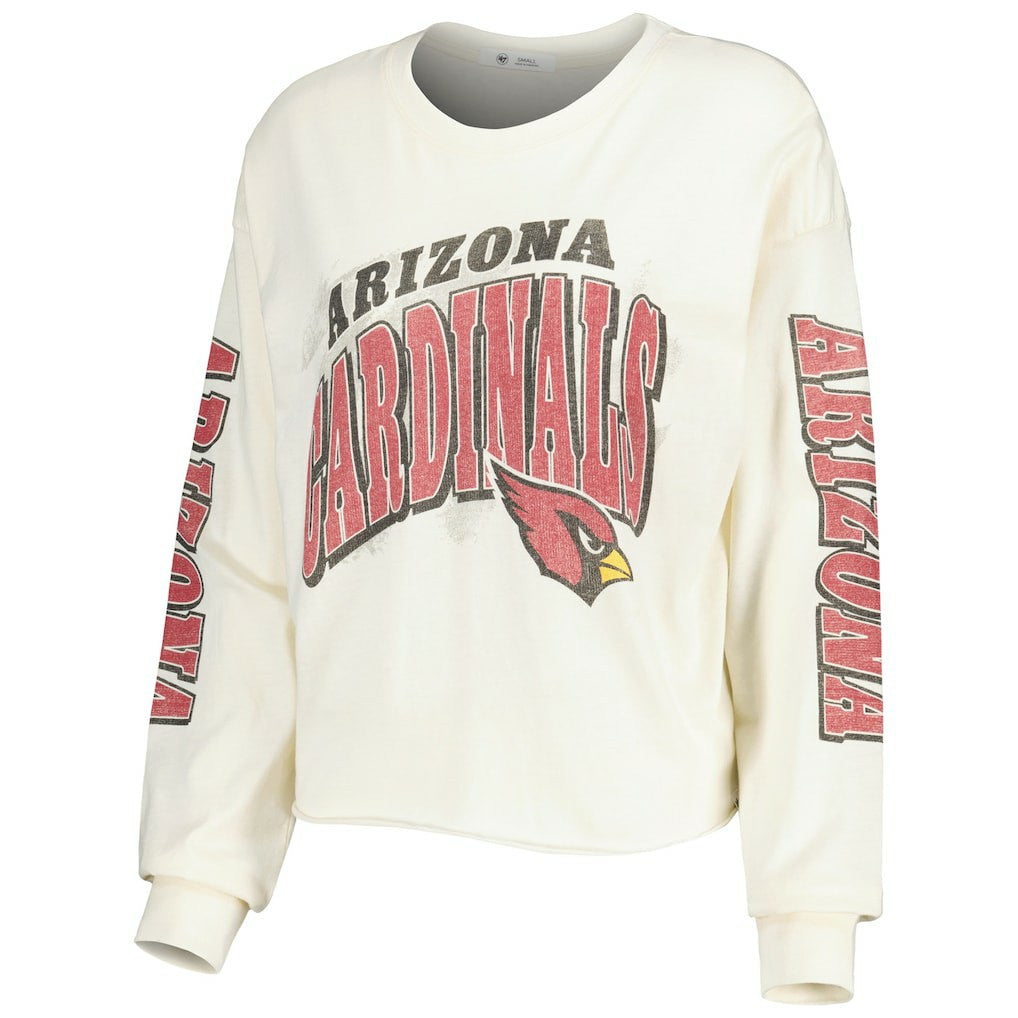 Arizona Cardinals '47 Women's Brush Back Parkway Cropped Lightweight Long Sleeve T-Shirt Cream - 47 brand