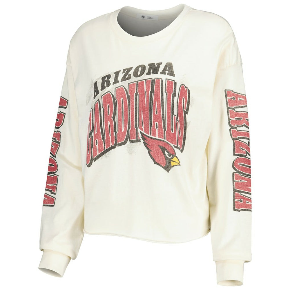 Arizona Cardinals '47 Women's Brush Back Parkway Cropped Lightweight Long Sleeve T-Shirt Cream - 47 brand