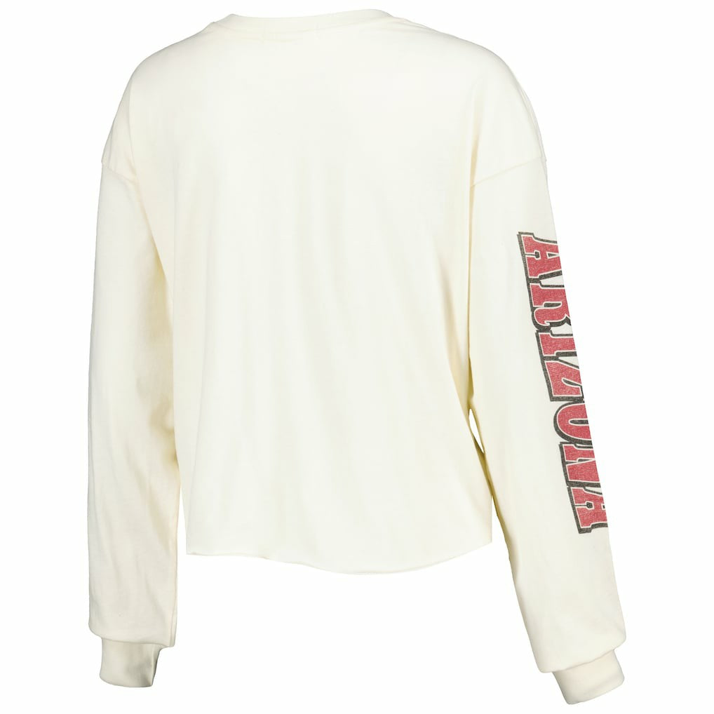 Arizona Cardinals '47 Women's Brush Back Parkway Cropped Lightweight Long Sleeve T-Shirt Cream - 47 brand
