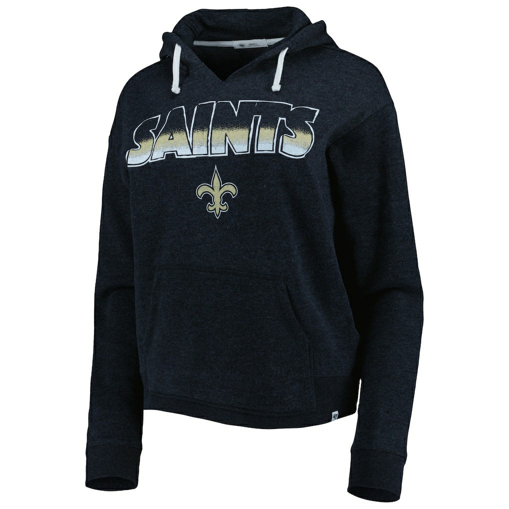 New Orleans Saints '47 Women's Color Rise Kennedy Notch Neck Pullover Hoodie Black - 47 brand