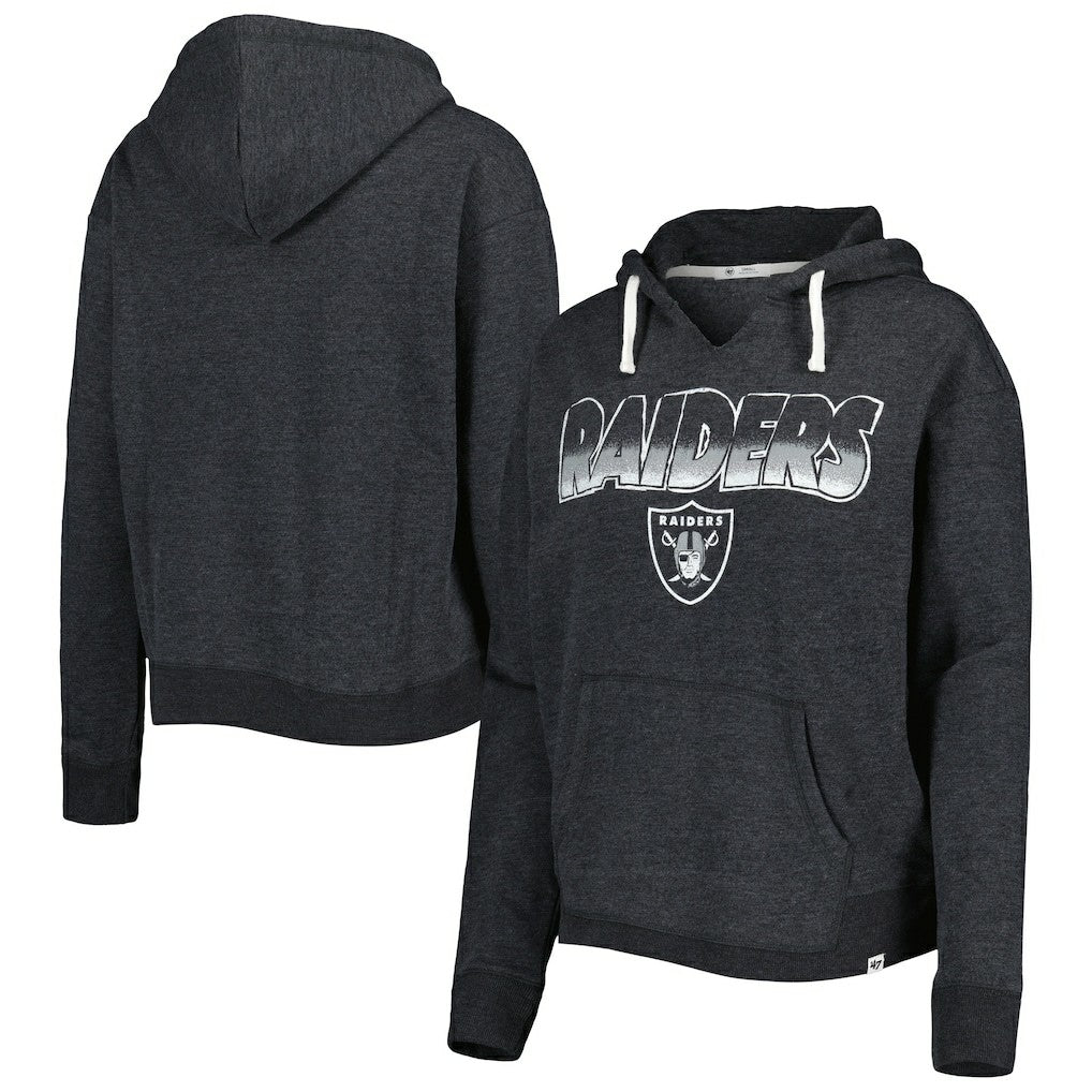 Las Vegas Raiders '47 Women's Color Rise Kennedy Notch Neck Pullover Hoodie Black - 47 brand