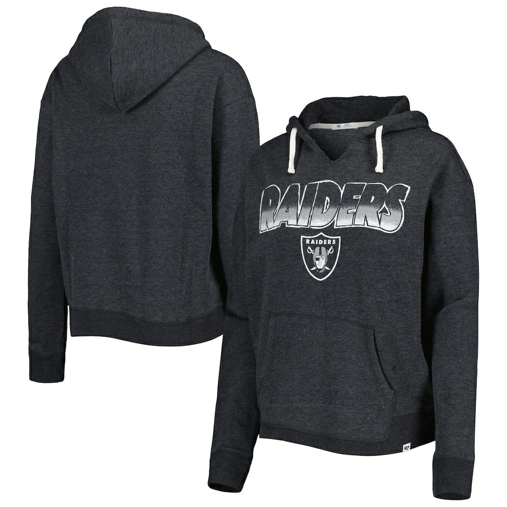 Las Vegas Raiders '47 Women's Color Rise Kennedy Notch Neck Pullover Hoodie Black - 47 brand