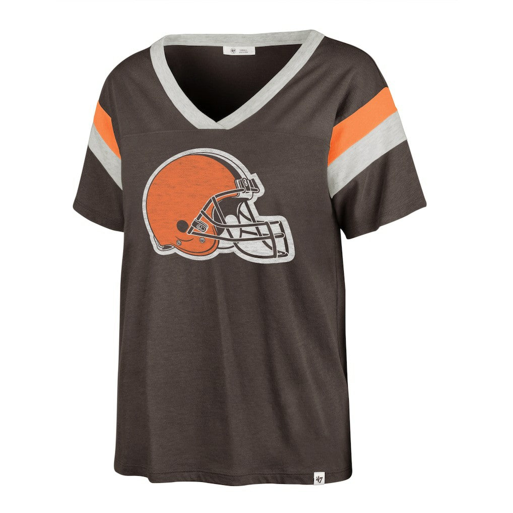 Cleveland Browns '47 Women's Phoenix V-Neck T-Shirt Brown - 47 brand