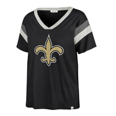 New Orleans Saints '47 Women's Phoenix V-Neck T-Shirt Black - 47 brand