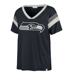 Seattle Seahawks '47 Women's Phoenix V-Neck T-Shirt Navy - 47 brand