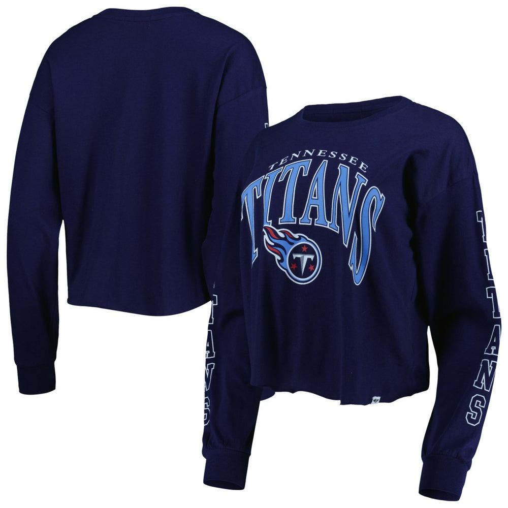 Tennessee Titans '47 Women's Skyler Parkway Cropped Long Sleeve T-Shirt Navy - 47 brand