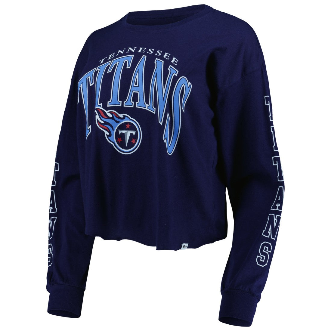 Tennessee Titans '47 Women's Skyler Parkway Cropped Long Sleeve T-Shirt Navy - 47 brand