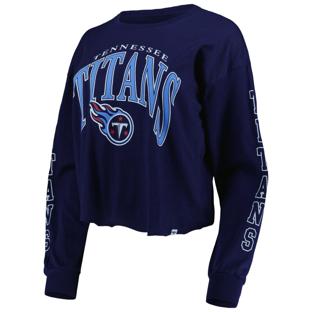Tennessee Titans '47 Women's Skyler Parkway Cropped Long Sleeve T-Shirt Navy - 47 brand