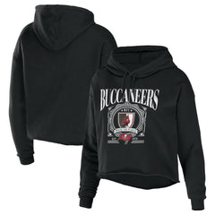 Tampa Bay Buccaneers WEAR by Erin Andrews Women's Cropped Sponge Fleece Pullover Hoodie Black - NFL
