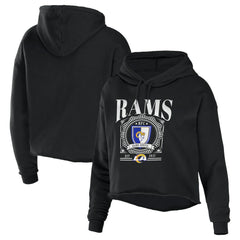 Los Angeles Rams WEAR by Erin Andrews Women's Cropped Sponge Fleece Pullover Hoodie Black - NFL