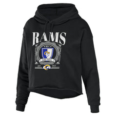 Los Angeles Rams WEAR by Erin Andrews Women's Cropped Sponge Fleece Pullover Hoodie Black - NFL