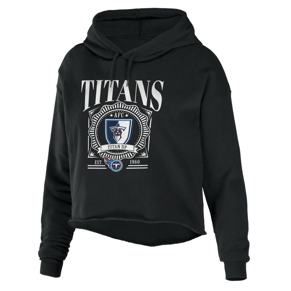 Tennessee Titans WEAR by Erin Andrews Women's Cropped Sponge Fleece Pullover Hoodie Black - NFL