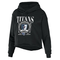 Tennessee Titans WEAR by Erin Andrews Women's Cropped Sponge Fleece Pullover Hoodie Black - NFL