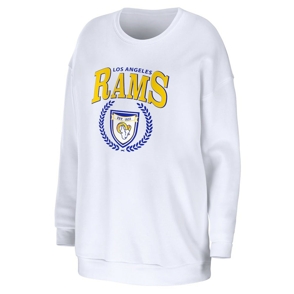 Los Angeles Rams WEAR by Erin Andrews Women's Oversized Pullover Sweatshirt White - NFL