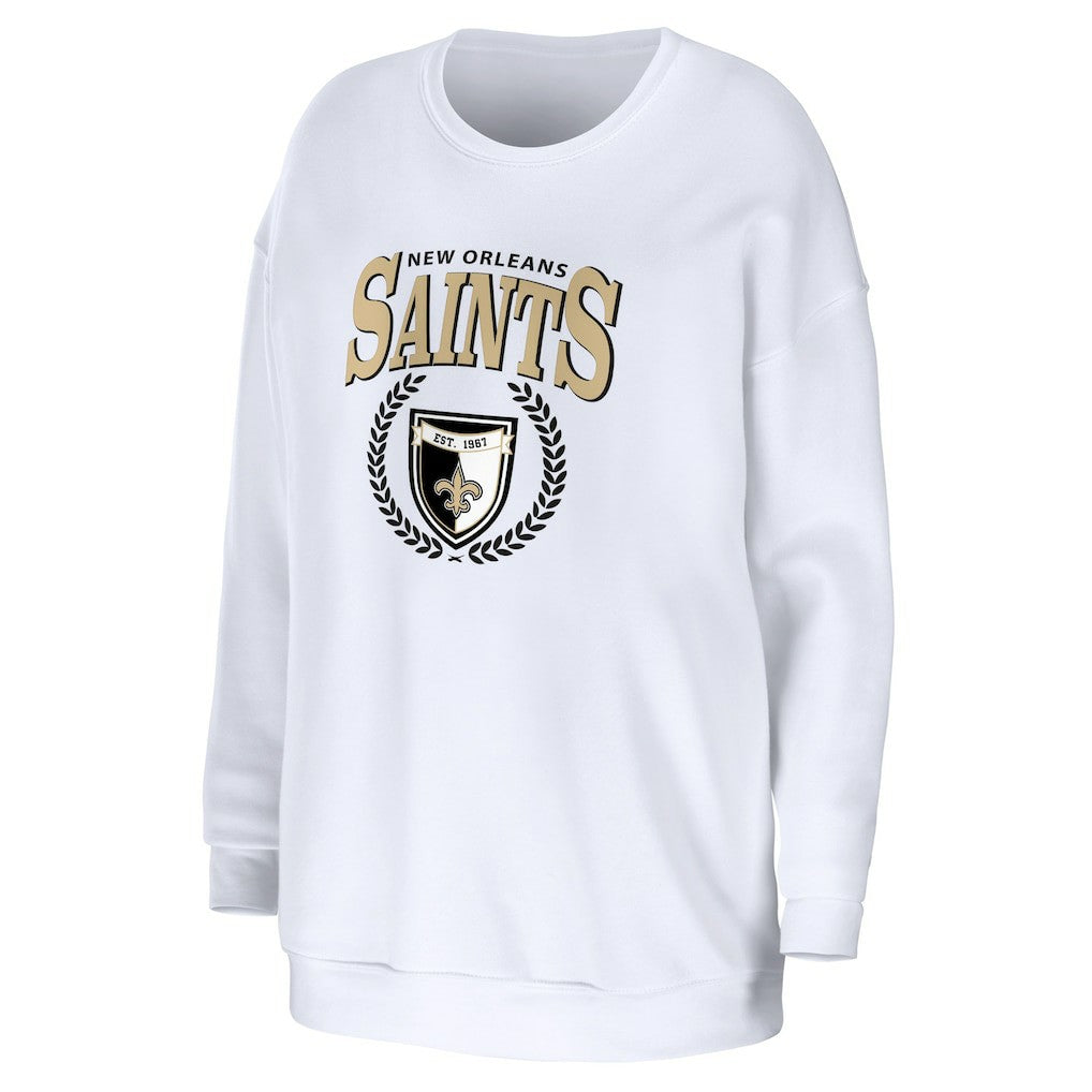 New Orleans Saints WEAR by Erin Andrews Women's Oversized Pullover Sweatshirt White - NFL