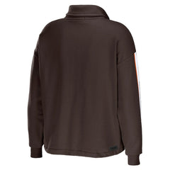 Cleveland Browns WEAR by Erin Andrews Women's Logo Stripe Half-Zip Top Brown - NFL