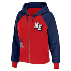 New England Patriots WEAR by Erin Andrews Women's Colorblock Lightweight Full-Zip Hoodie Red - NFL