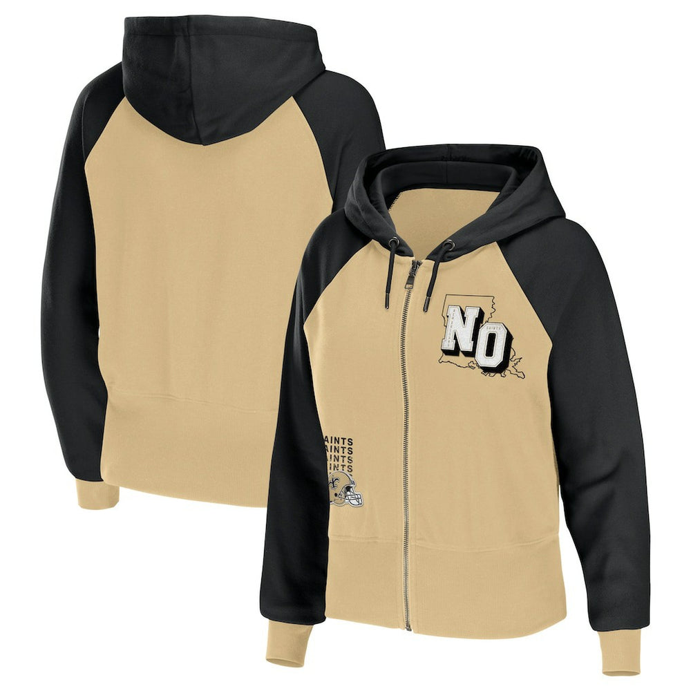 New Orleans Saints WEAR by Erin Andrews Women's Colorblock Lightweight Full-Zip Hoodie Gold - NFL