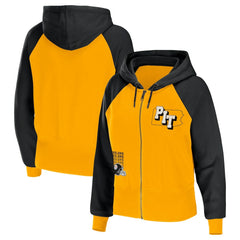 Pittsburgh Steelers WEAR by Erin Andrews Women's Colorblock Lightweight Full-Zip Hoodie Gold - NFL