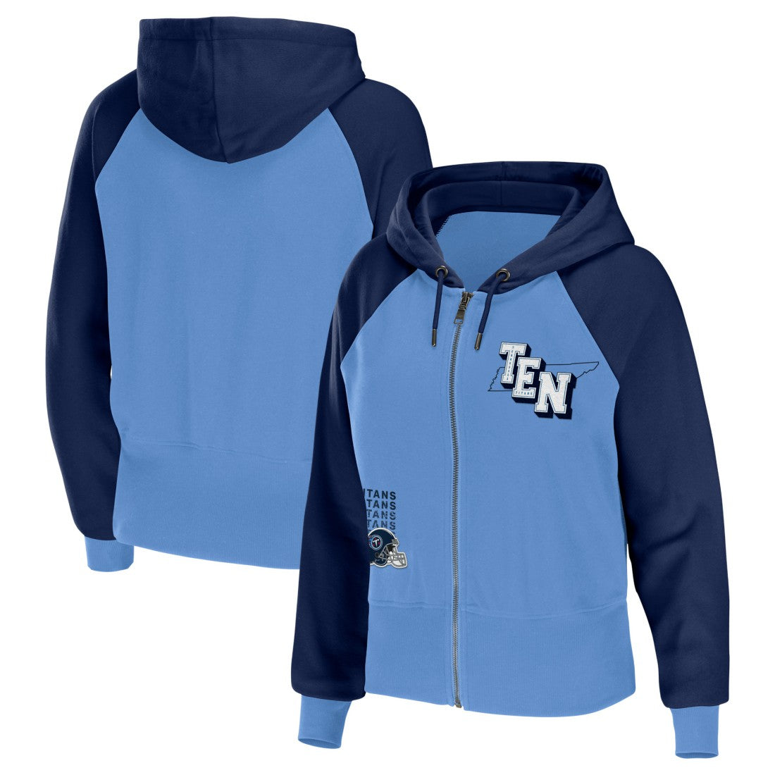 Tennessee Titans WEAR by Erin Andrews Women's Colorblock Lightweight Full-Zip Hoodie Light Blue - NFL