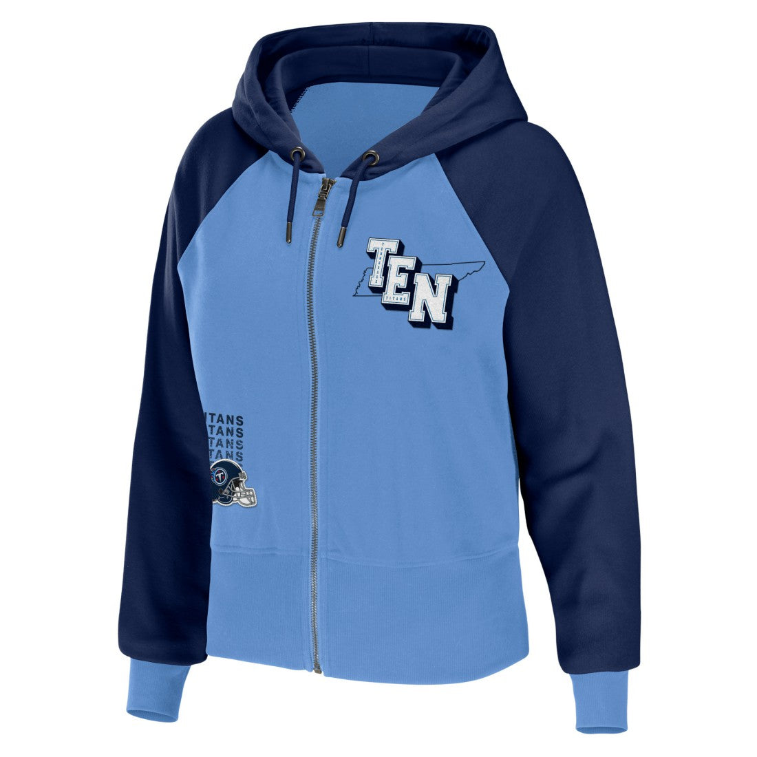 Tennessee Titans WEAR by Erin Andrews Women's Colorblock Lightweight Full-Zip Hoodie Light Blue - NFL