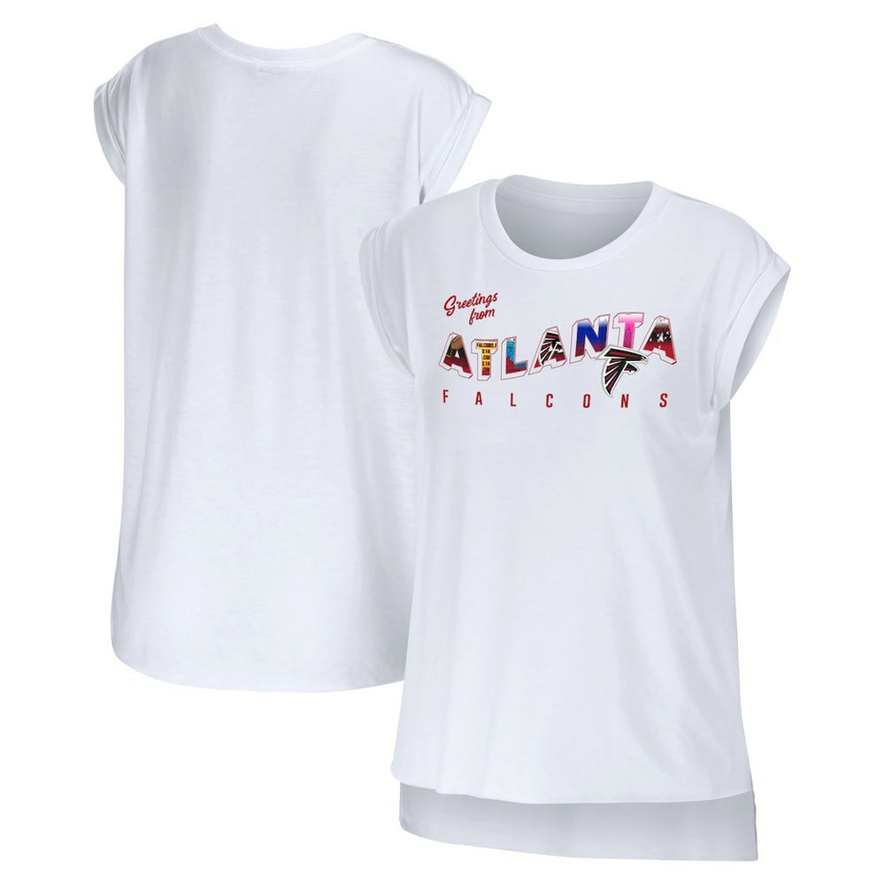 Atlanta Falcons WEAR by Erin Andrews Women's Greetings From Muscle T-Shirt White - NFL