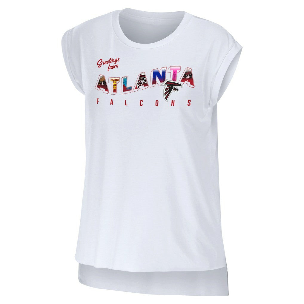 Atlanta Falcons WEAR by Erin Andrews Women's Greetings From Muscle T-Shirt White - NFL