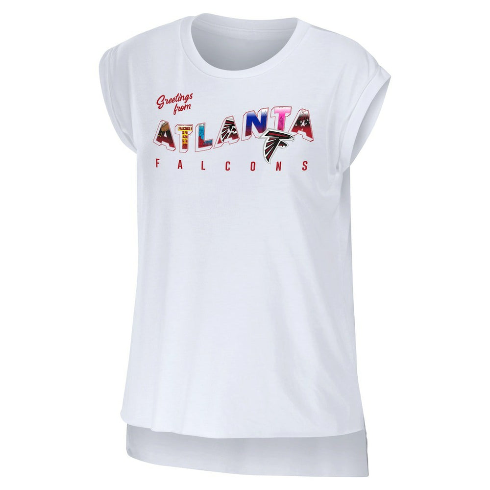 Atlanta Falcons WEAR by Erin Andrews Women's Greetings From Muscle T-Shirt White - NFL