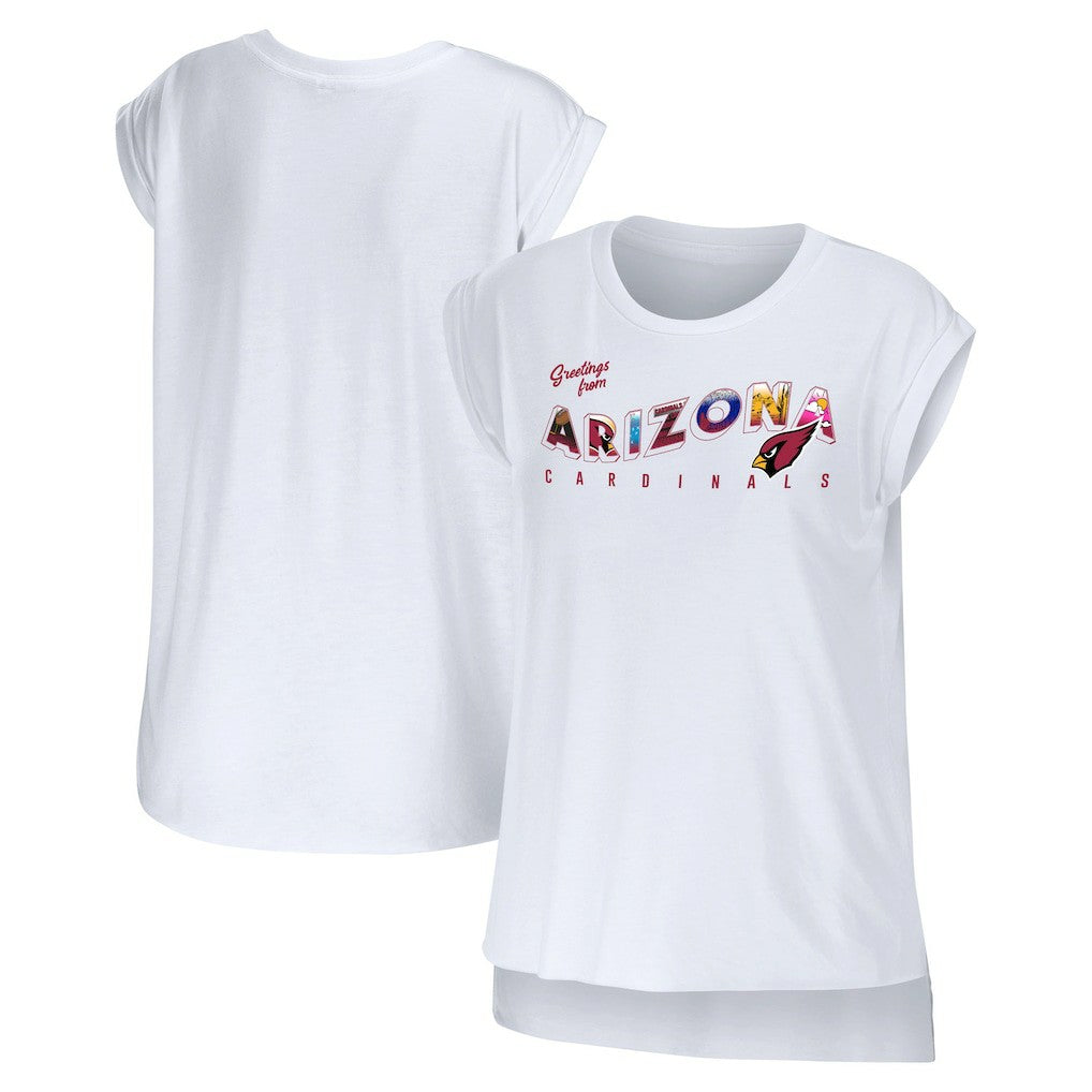 Arizona Cardinals WEAR by Erin Andrews Women's Greetings From Muscle T-Shirt White - NFL