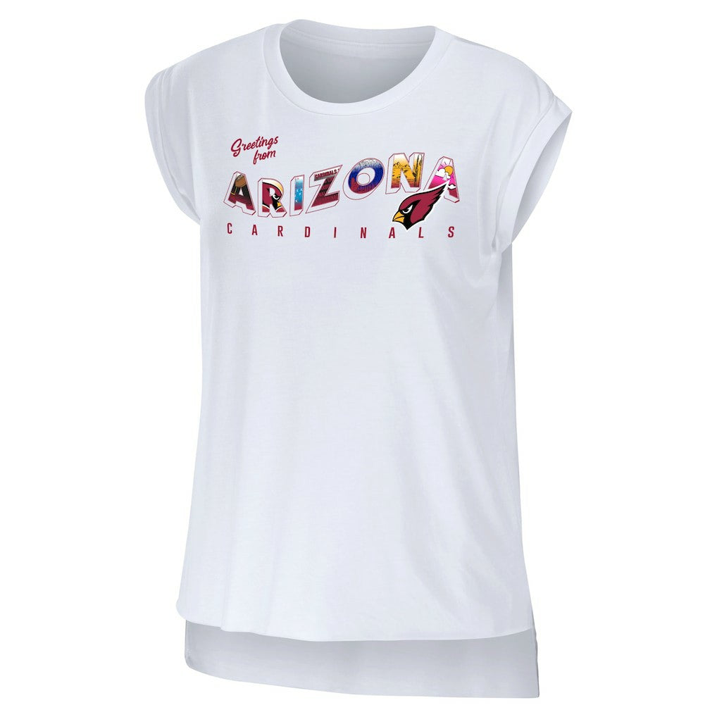Arizona Cardinals WEAR by Erin Andrews Women's Greetings From Muscle T-Shirt White - NFL