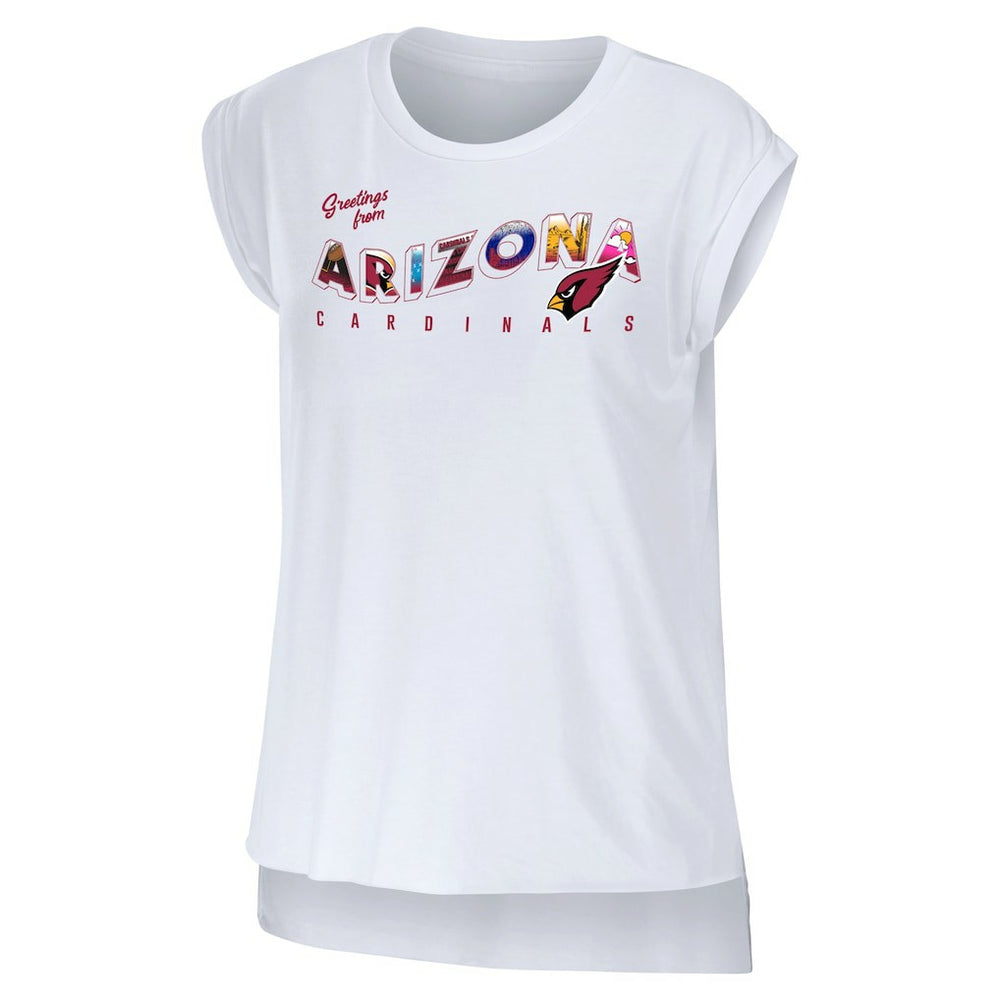 Arizona Cardinals WEAR by Erin Andrews Women's Greetings From Muscle T-Shirt White - NFL