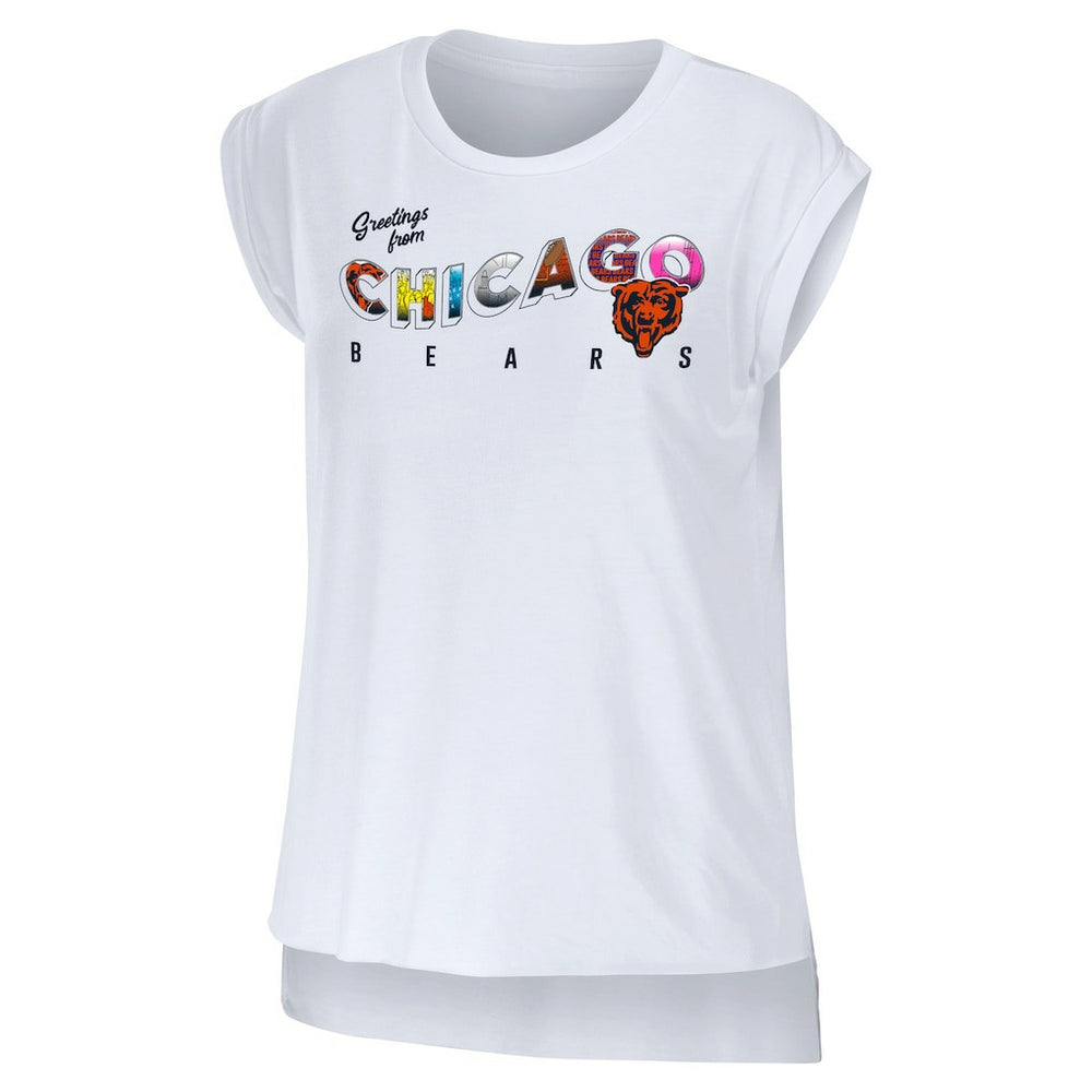 Chicago Bears WEAR by Erin Andrews Women's Greetings From Muscle T-Shirt White - NFL