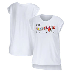 Cleveland Browns WEAR by Erin Andrews Women's Greetings From Muscle T-Shirt White - NFL