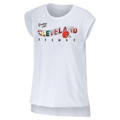 Cleveland Browns WEAR by Erin Andrews Women's Greetings From Muscle T-Shirt White - NFL
