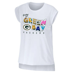 Green Bay Packers WEAR by Erin Andrews Women's Greetings From Muscle T-Shirt White - NFL