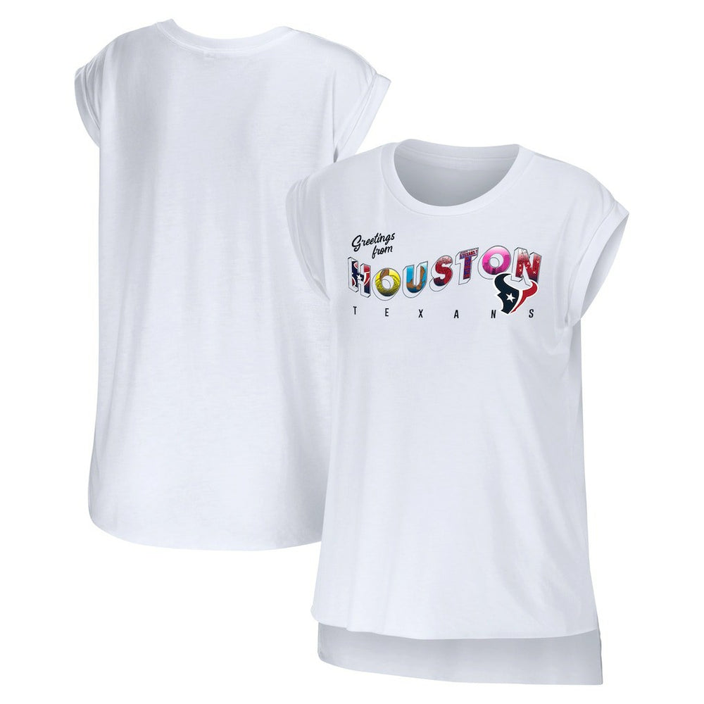 Houston Texans WEAR by Erin Andrews Women's Greetings From Muscle T-Shirt White - NFL
