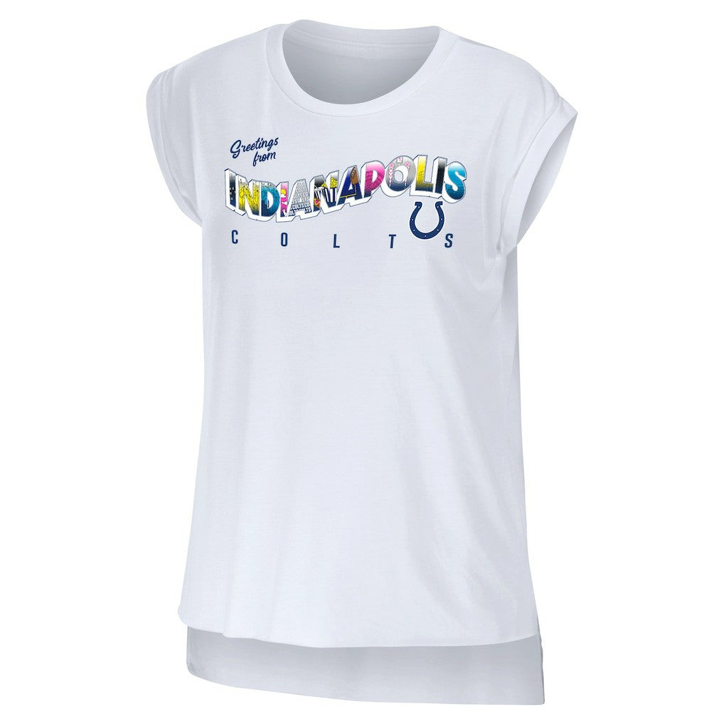 Indianapolis Colts WEAR by Erin Andrews Women's Greetings From Muscle T-Shirt White - NFL