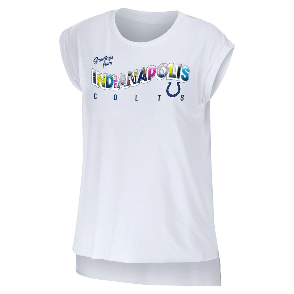 Indianapolis Colts WEAR by Erin Andrews Women's Greetings From Muscle T-Shirt White - NFL