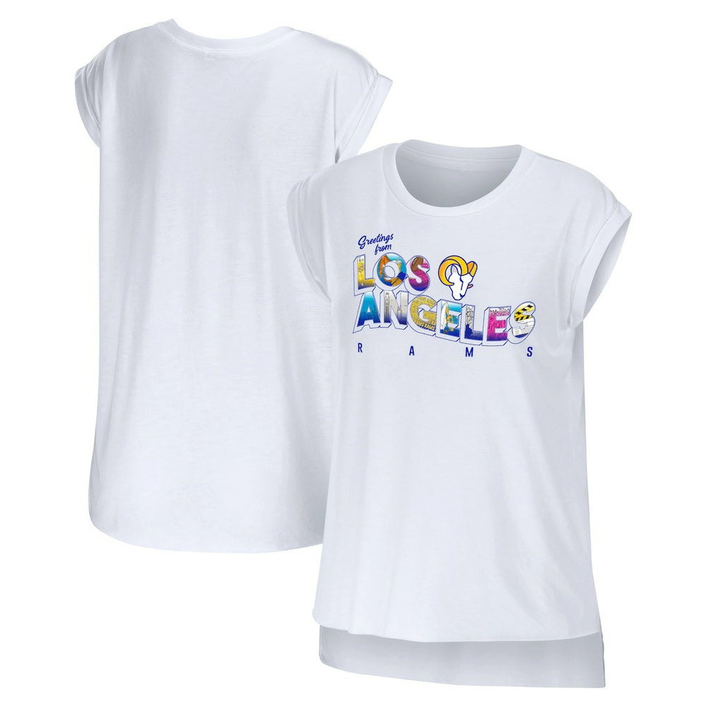 Los Angeles Rams WEAR by Erin Andrews Women's Greetings From Muscle T-Shirt White - NFL