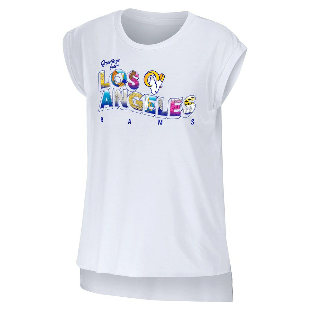 Los Angeles Rams WEAR by Erin Andrews Women's Greetings From Muscle T-Shirt White - NFL