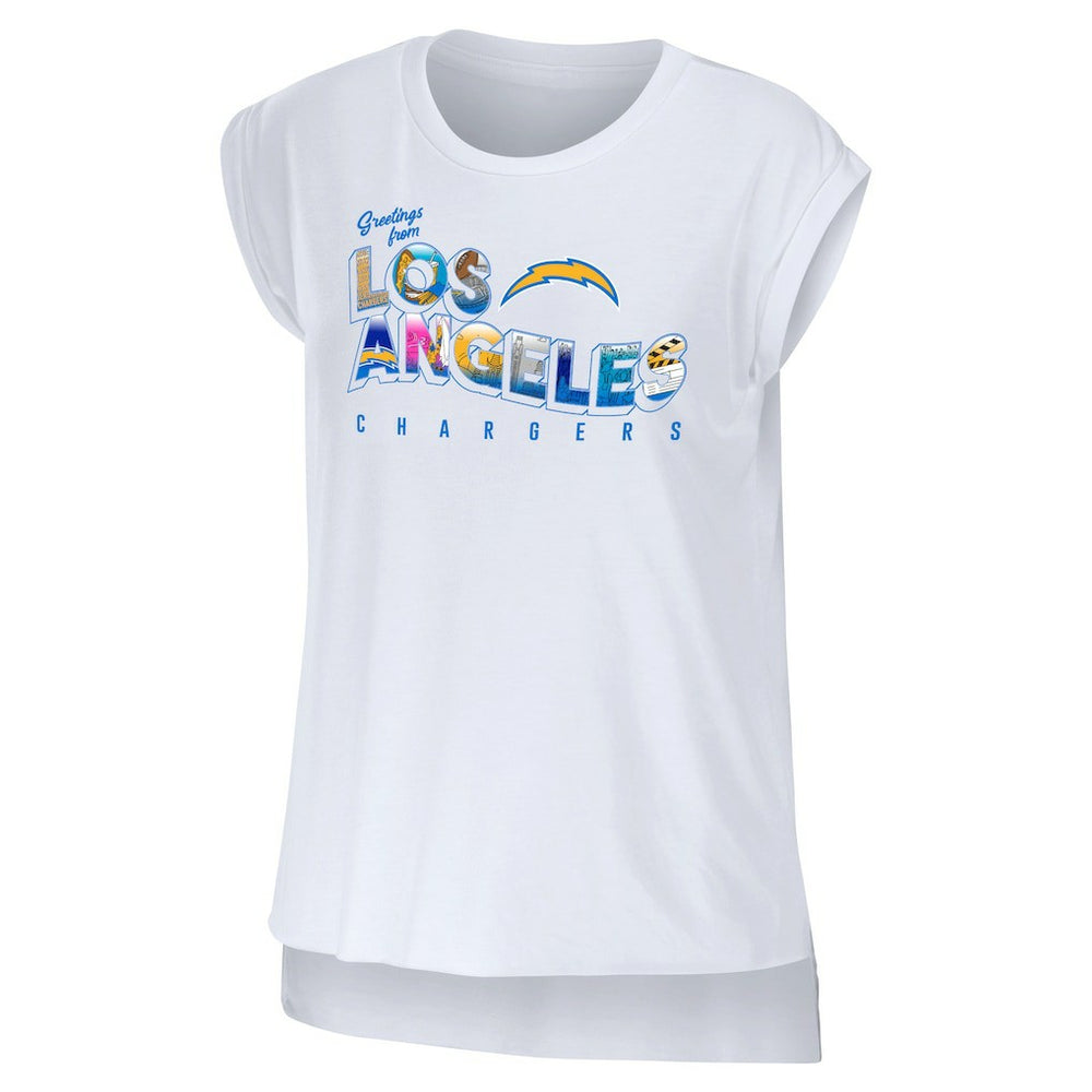 Los Angeles Chargers WEAR by Erin Andrews Women's Greetings From Muscle T-Shirt White - NFL