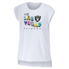 Las Vegas Raiders WEAR by Erin Andrews Women's Greetings From Muscle T-Shirt White - NFL
